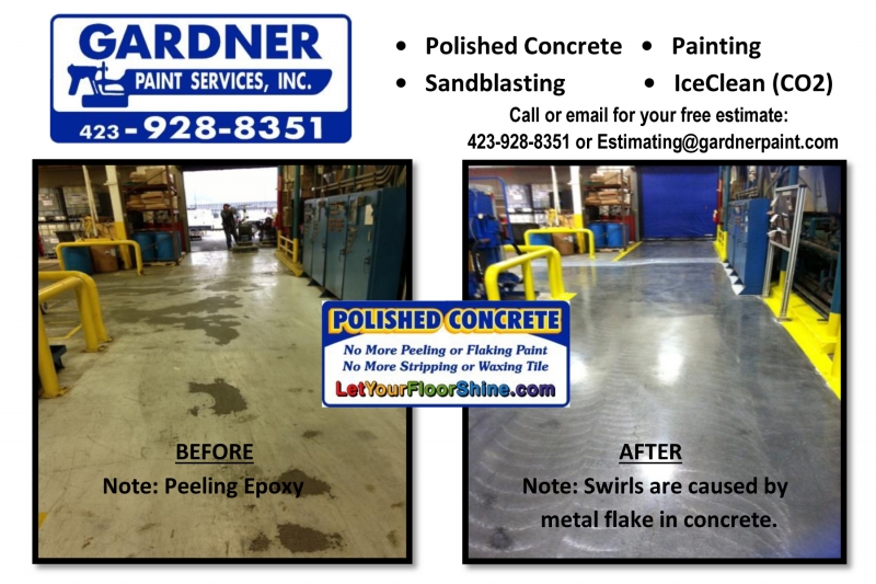 Before and after polished concrete